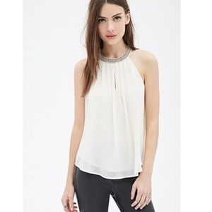Forever 21 beaded chiffon halter top